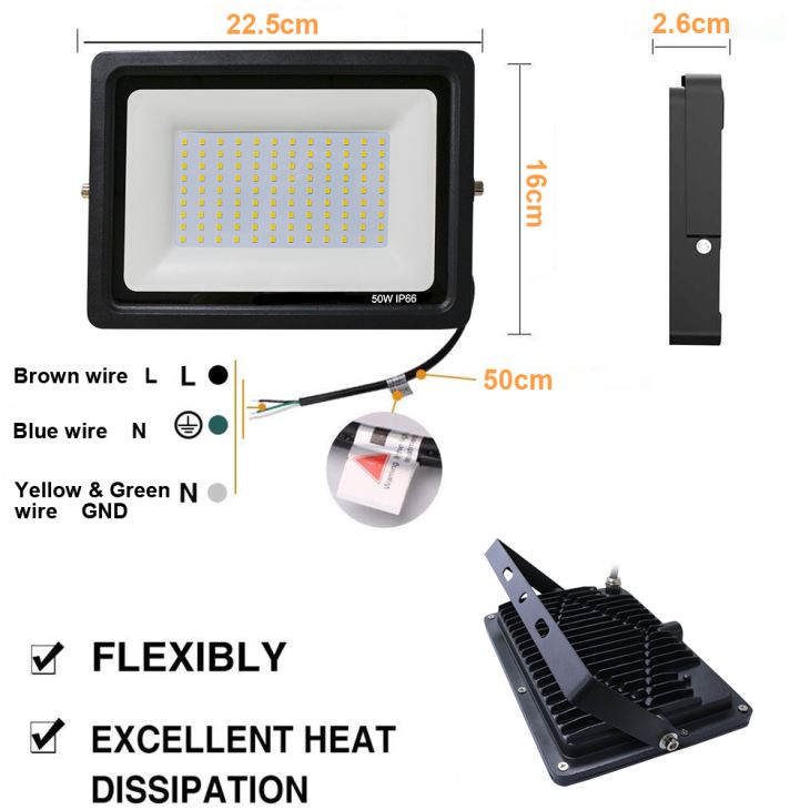 SMD 10W to 200W LED Flood Light with Black Housing for Outdoor Light